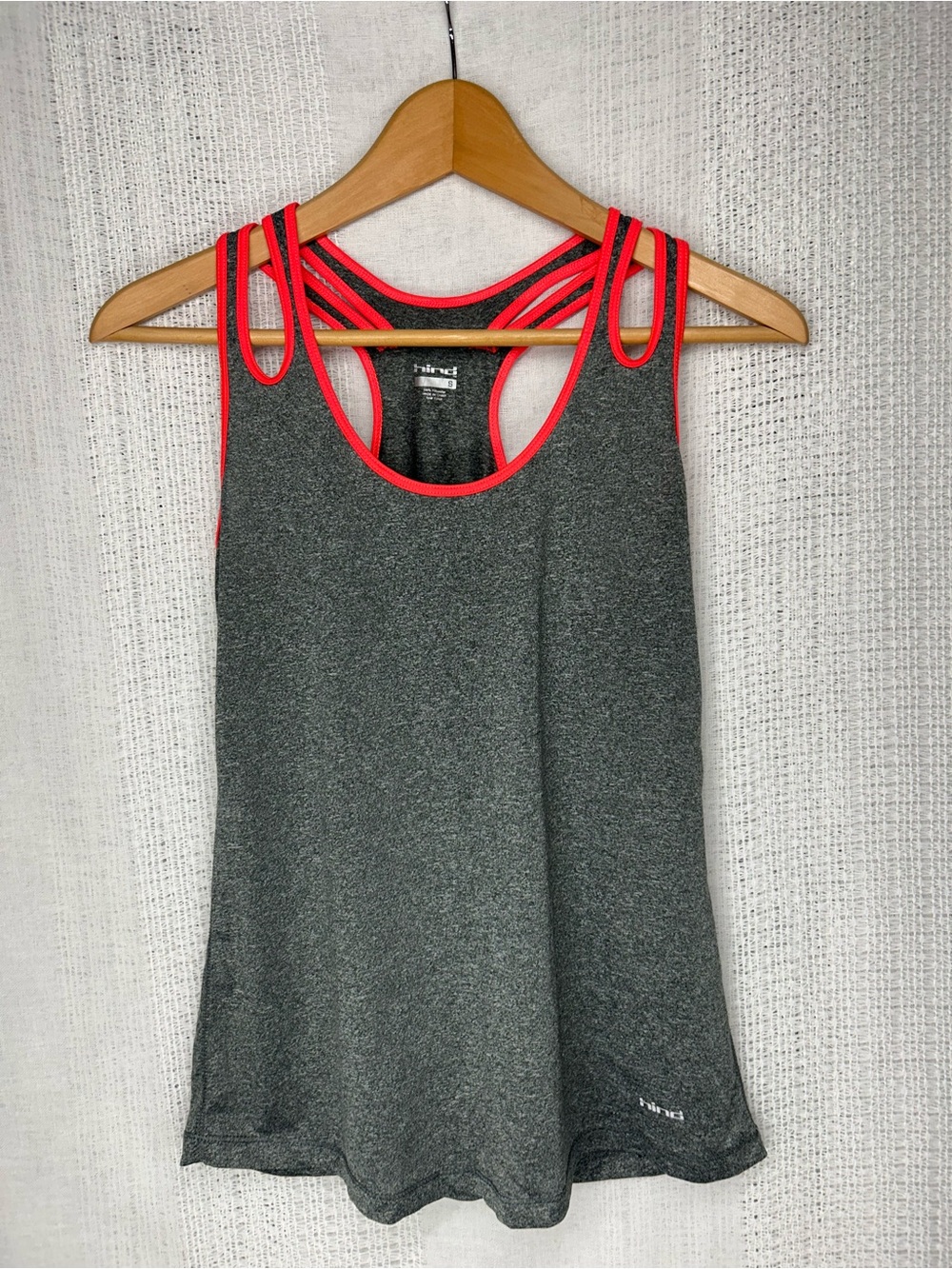 Hind Gray Tank Top with Pink Trim and Strappy Back